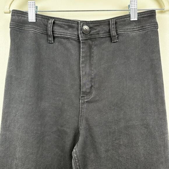 NEW ee:some Wide Leg Jeans Cropped Frayed Hem Boho Festival Black Denim Small - Picture 2 of 9